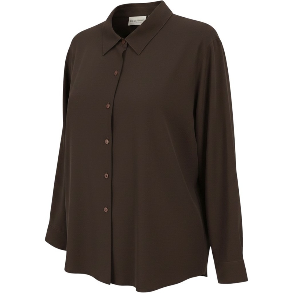 Liz Claiborne Women's Brown 100% Silk Button Down Blouse Size 14